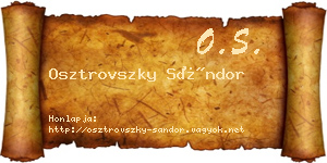 Osztrovszky Sándor névjegykártya